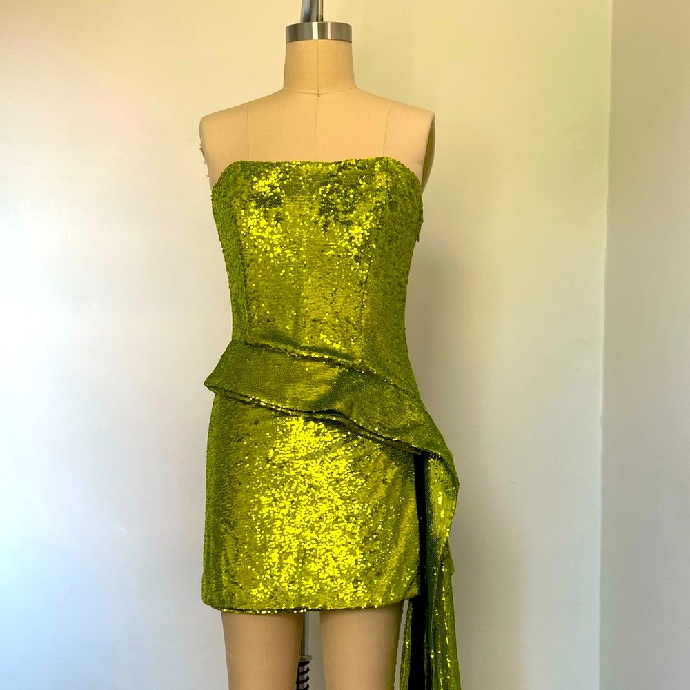 LBV Green Sequined Corset Top Size 10 NWT